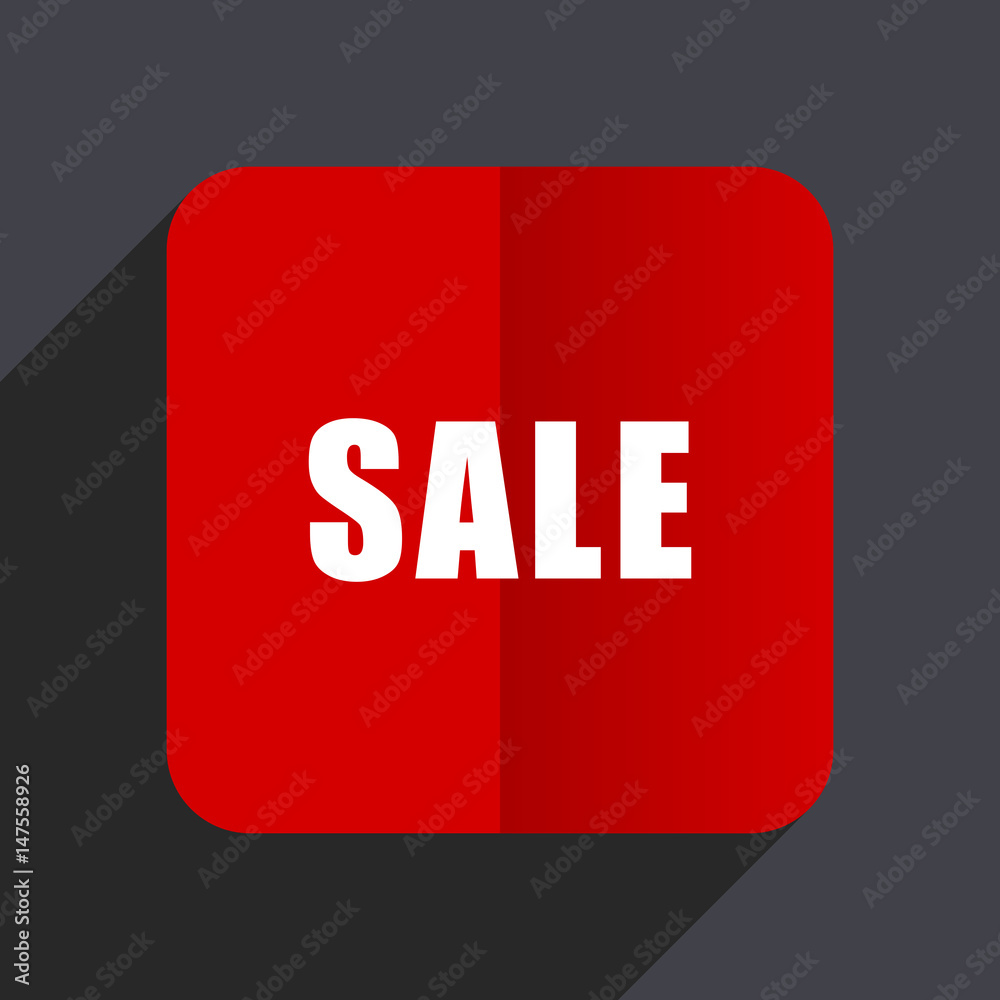 Sale flat design white and red vector web icon on gray background with shadow in eps10. Sale flat design white and red vector web icon on gray background with shadow in eps10.
