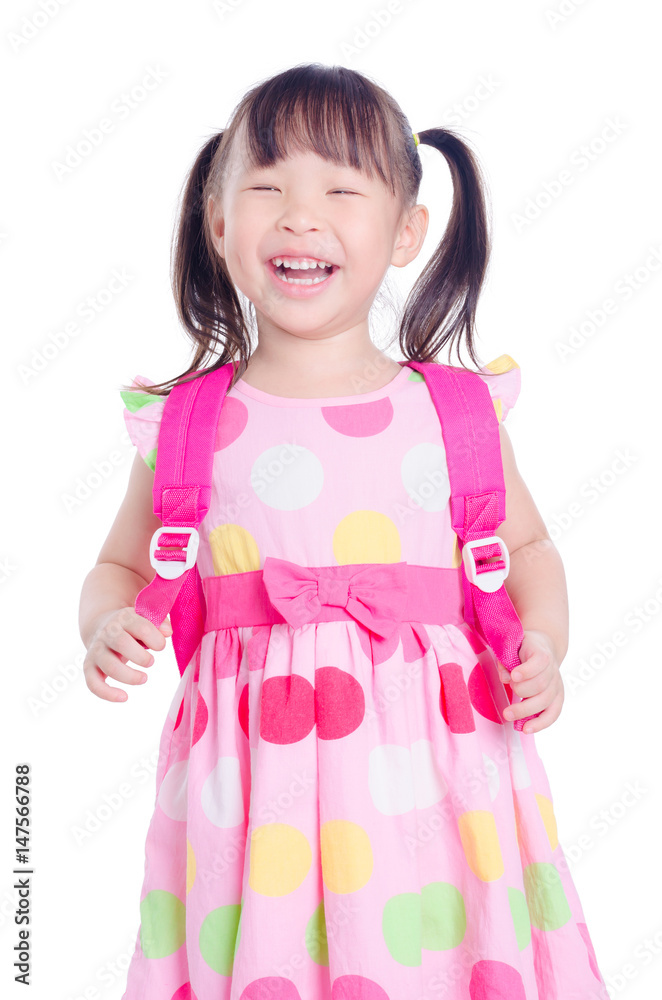 Little asian girl smiling over white background Little asian girl smiling over white background