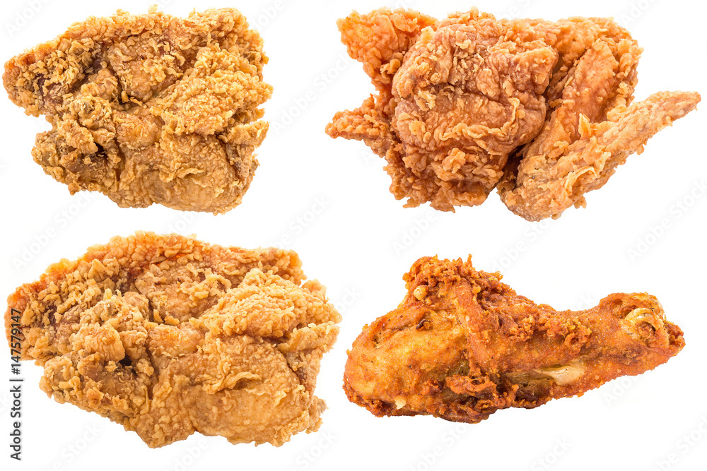 Collection of The fried chicken isolated on white background. Collection of The fried chicken isolated on white background.