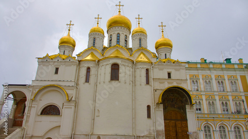 Sunlight on the domes of the buildings in the Kremlin.