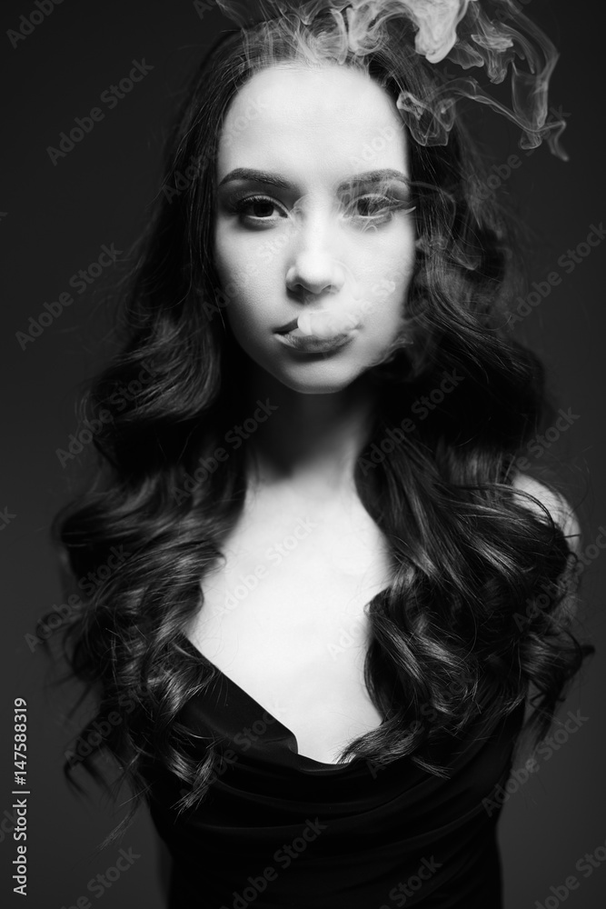 Beautiful lady with cigarette