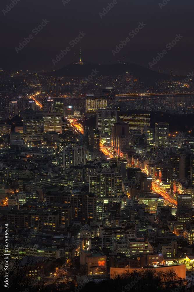 Gangnam and Seocho view at night