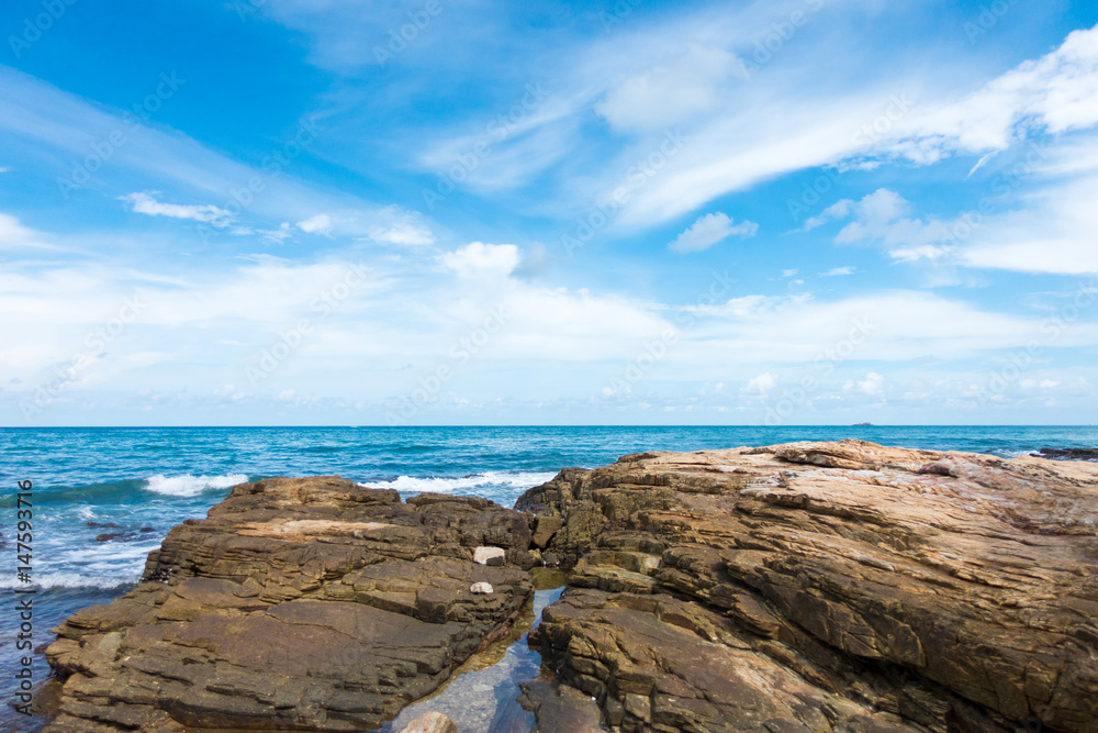 Beautiful Thailand sea ,rock with blue summer wave background, Kho Samed,Rayong, Thailand. Summer sea background.