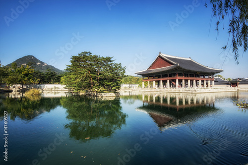 gyeonghoeru pavilion reflection. taken in gyeongbokgung palace in seoul  south korea