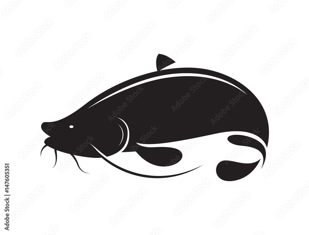 icon black catfish, vector