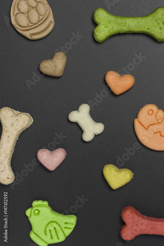 Dog cookies on a black background