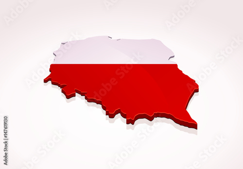Carte de la Pologne 3D (fond blanc)