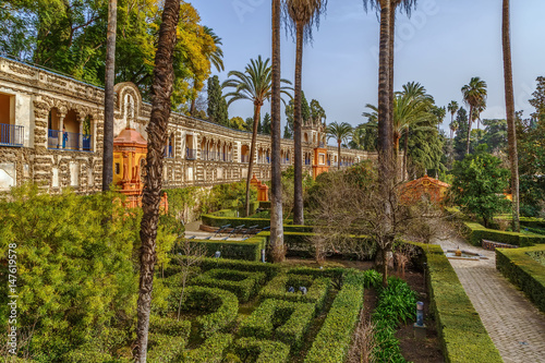 Gallery of Grutescos in Alcazar of Seville , Spain