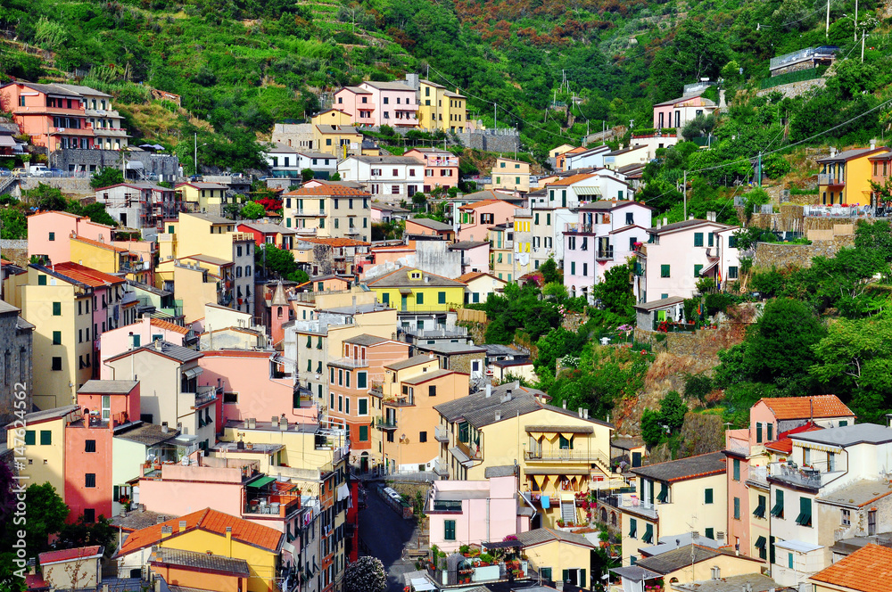 Scenic view of an old village in Liguria
