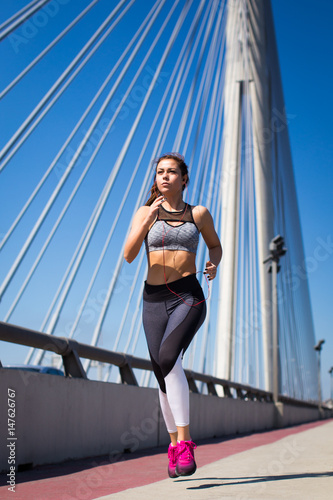 Woman running in urban environment