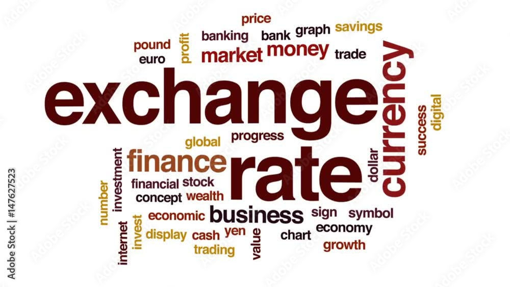 Exchange rate animated word cloud, text design animation. Exchange rate animated word cloud, text design animation.