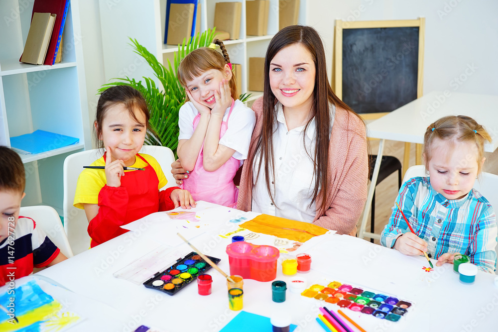 Fototapeta premium Art lesson in kindergarten