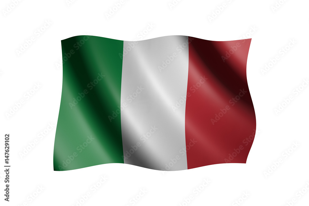 Flag of Italy isolated on white, 3d illustration