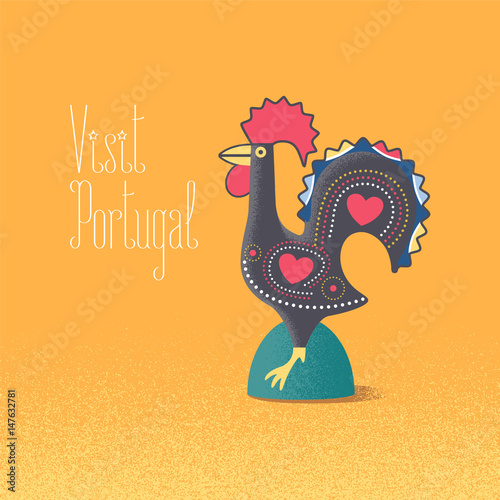 Portuguese symbol Barcelos rooster vector illustration