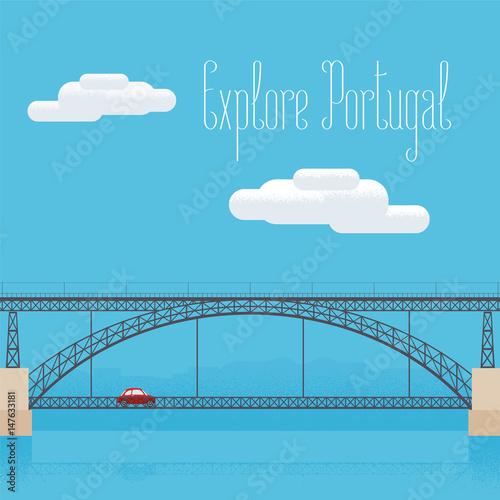 Dom Luis bridge in Porto, Portugal vector illustration