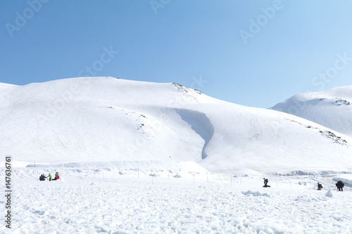 The snow mountains view on Tateyama Kurobe , Beautiful landscape in Japanese Alps,Japan.