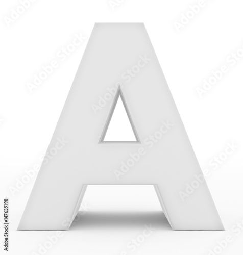 letter A 3d white isolated on white