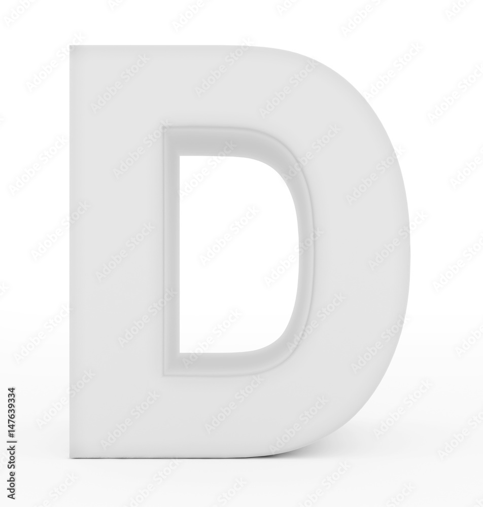 letter D 3d white isolated on white letter D 3d white isolated on white
