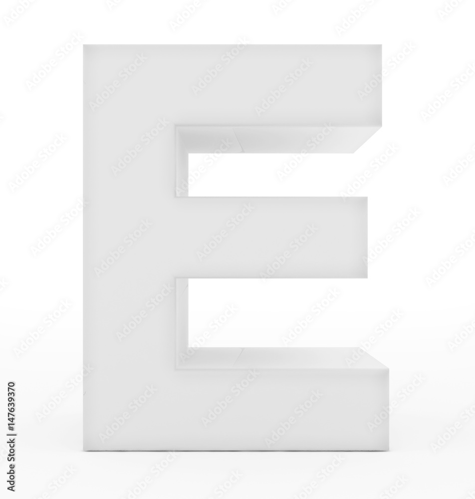 letter E 3d white isolated on white letter E 3d white isolated on white