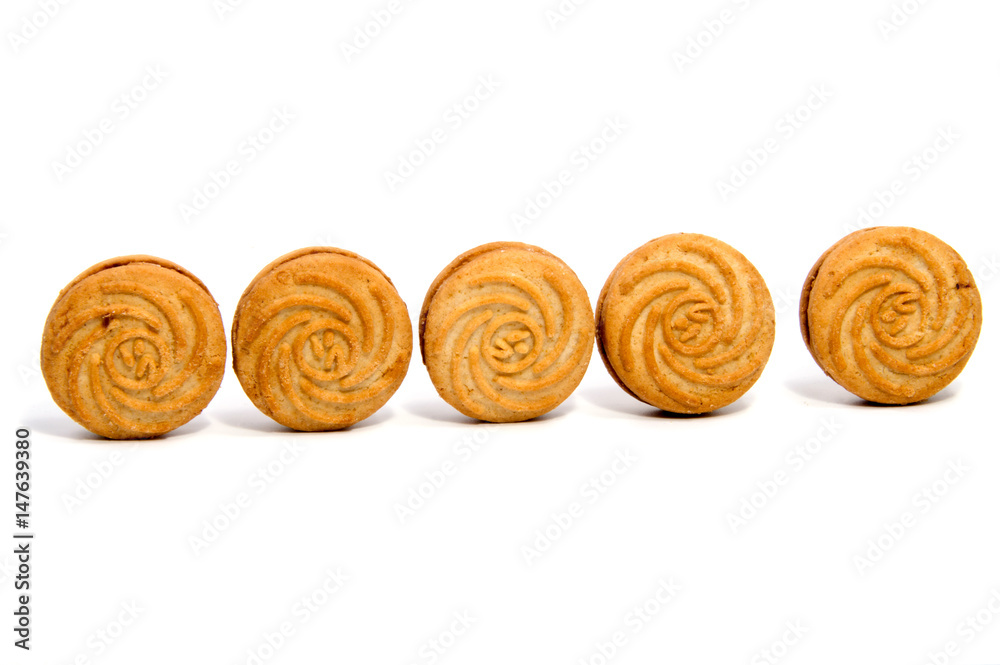 stacked short pastry cookies isolated on white background stacked short pastry cookies isolated on white background