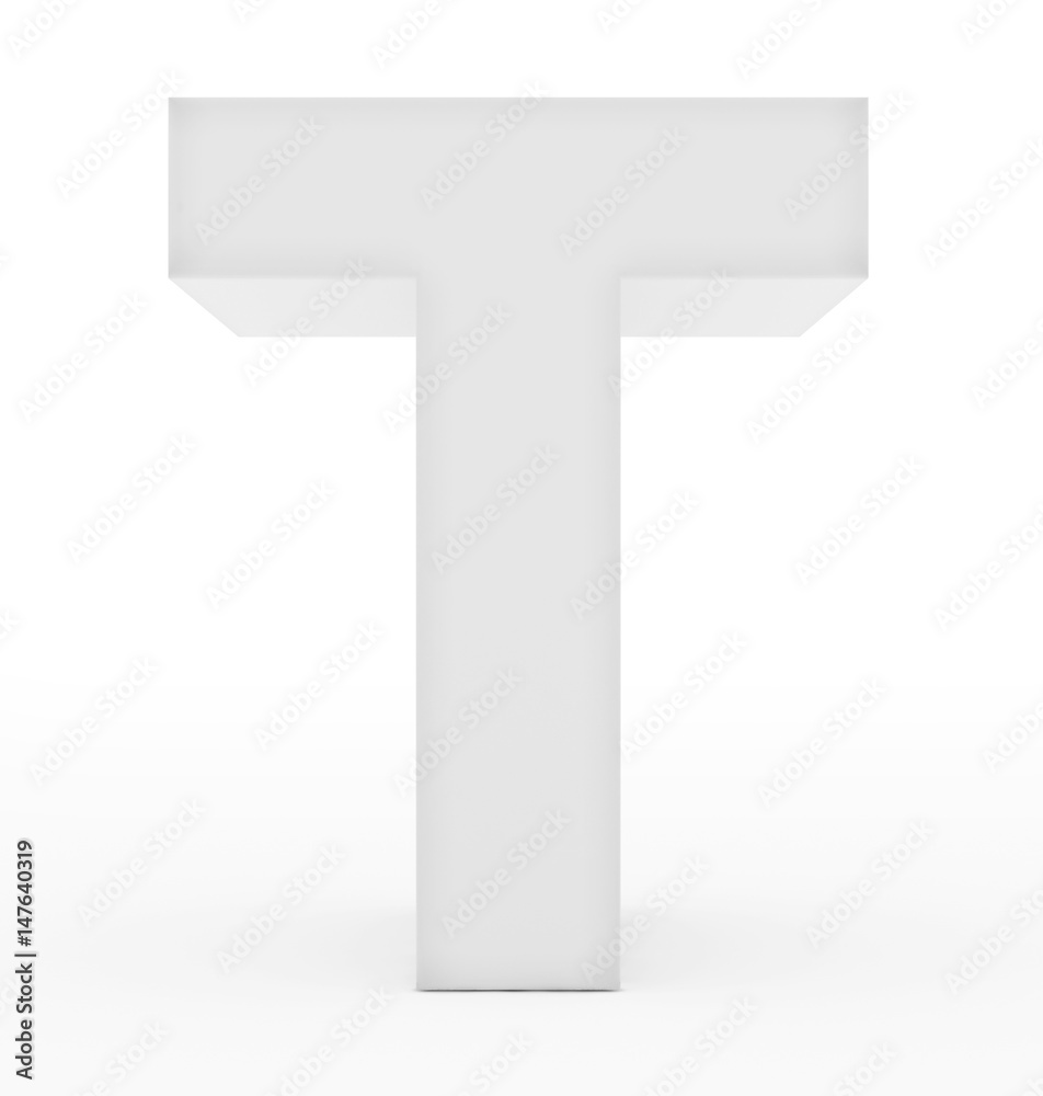 letter T 3d white isolated on white letter T 3d white isolated on white
