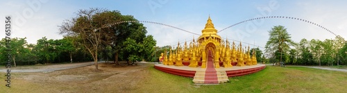 Panorama of Golden pagoda in WatPaSawangBun Temple