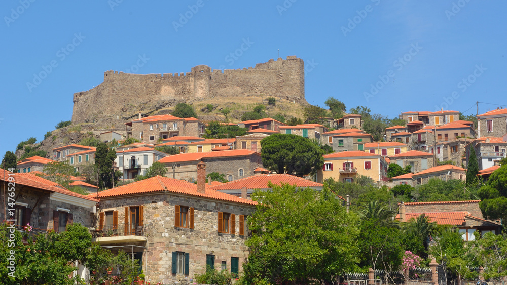 Molyvos castle and village northern Lesvos Greece