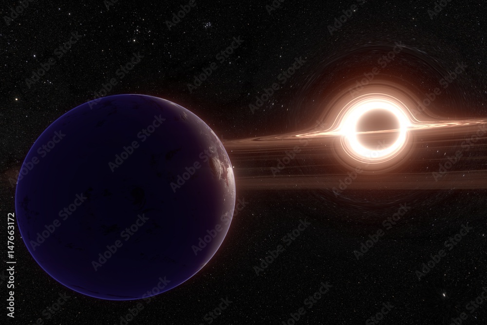 the planet orbit the black hole. Elements of this image furnished by NASA