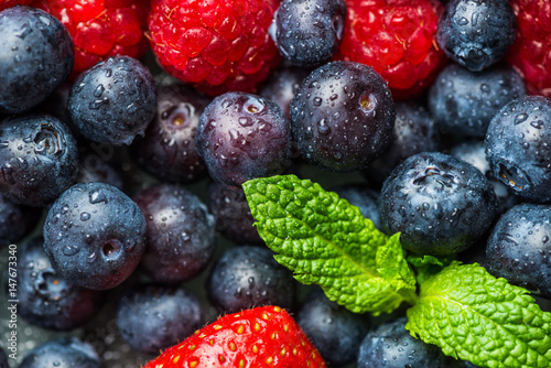 Variety of Fresh Berries such as Blueberries  Raspberries and Strawberries