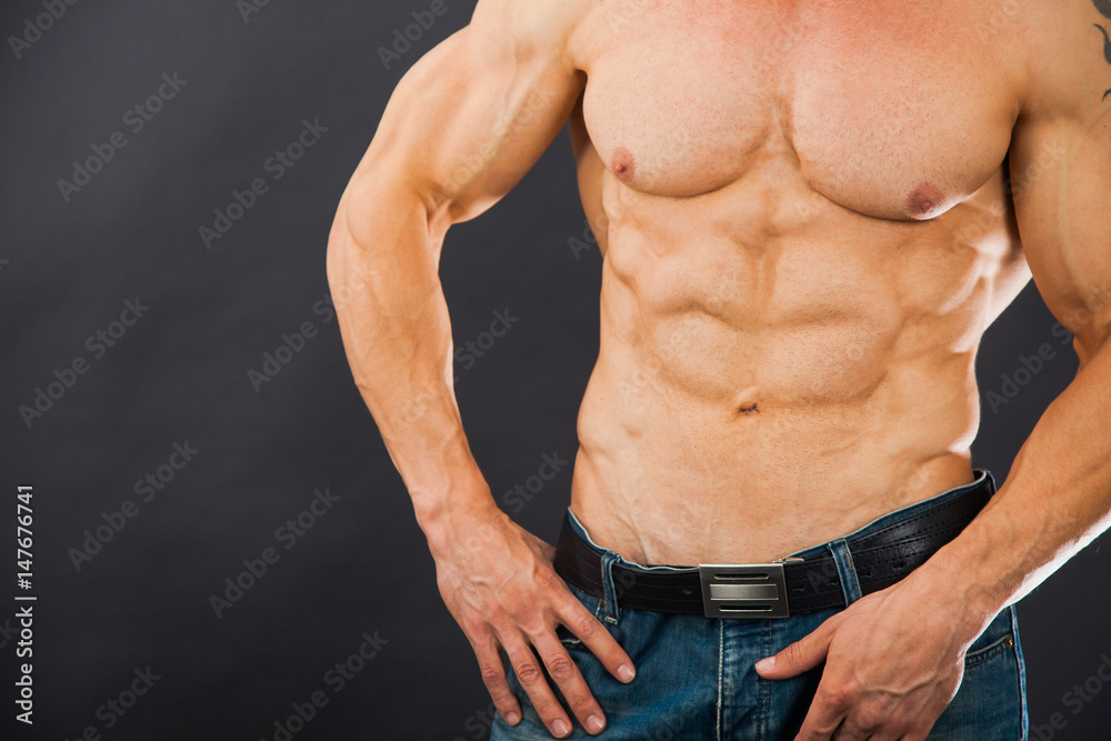 Male muscular torso with six pack abs