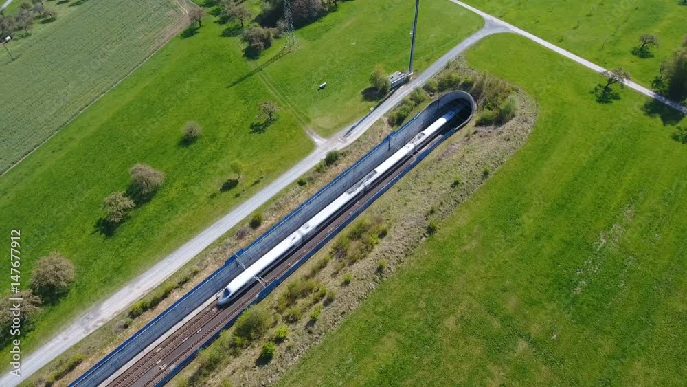 Entrance of a high speed ICE train tunnel - view from above