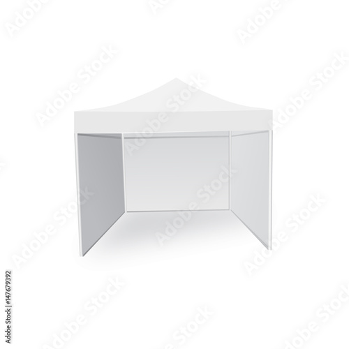 Event Trade Show Pop-Up Tent Mobile Advertising Marquee. Mock Up, Template. Illustration Isolated On White Background.