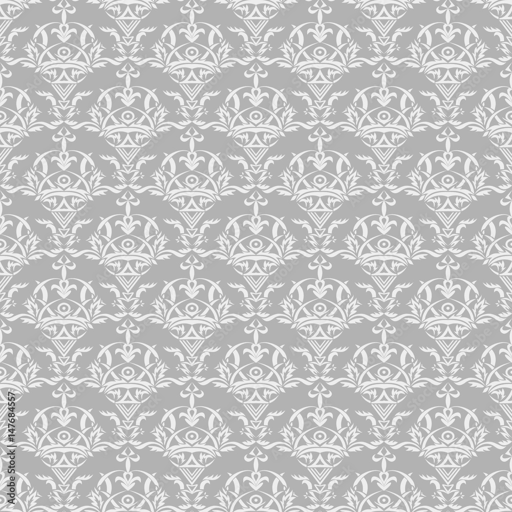Seamless wallpaper silver white trendy - obrazy, fototapety, plakaty 