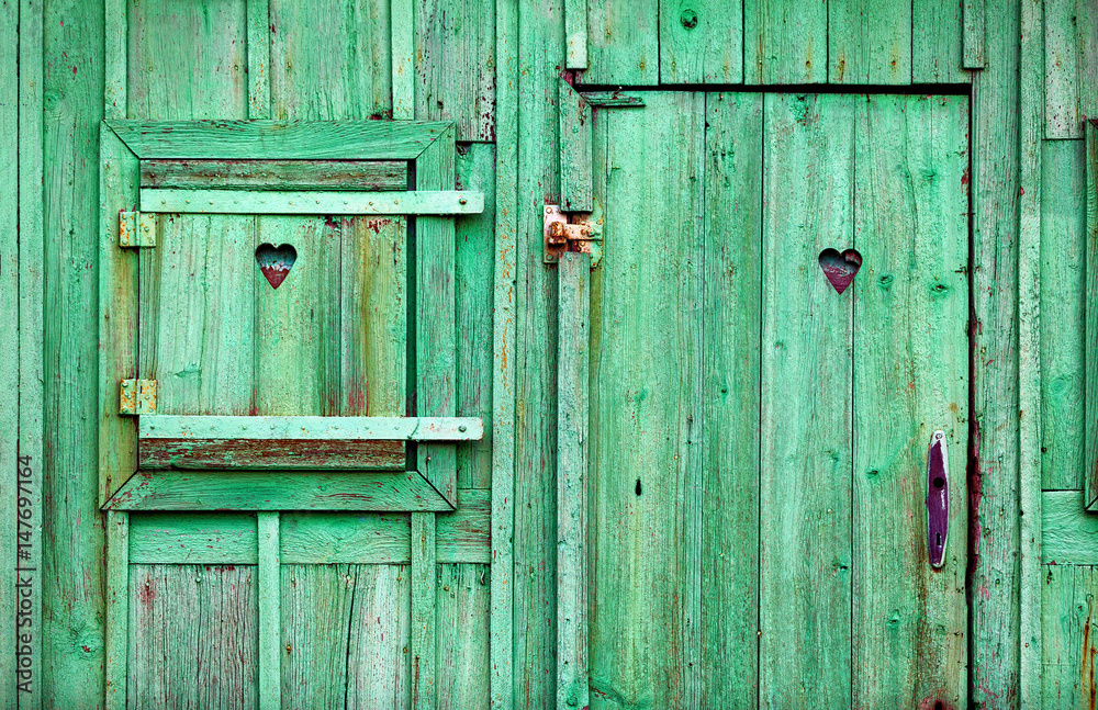 old green wooden doors and window old green wooden doors and window