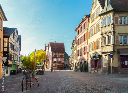 street of Colmar, most famous town of Alsace, France