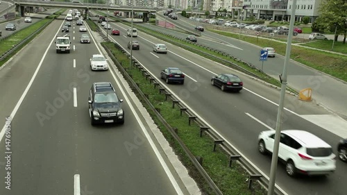 Cars at highway; Belgrade, Serbia; E-70 international highway connecting Western Europe with Balkan countries photo