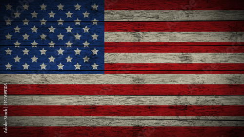 Flag of USA painted on old wood boards