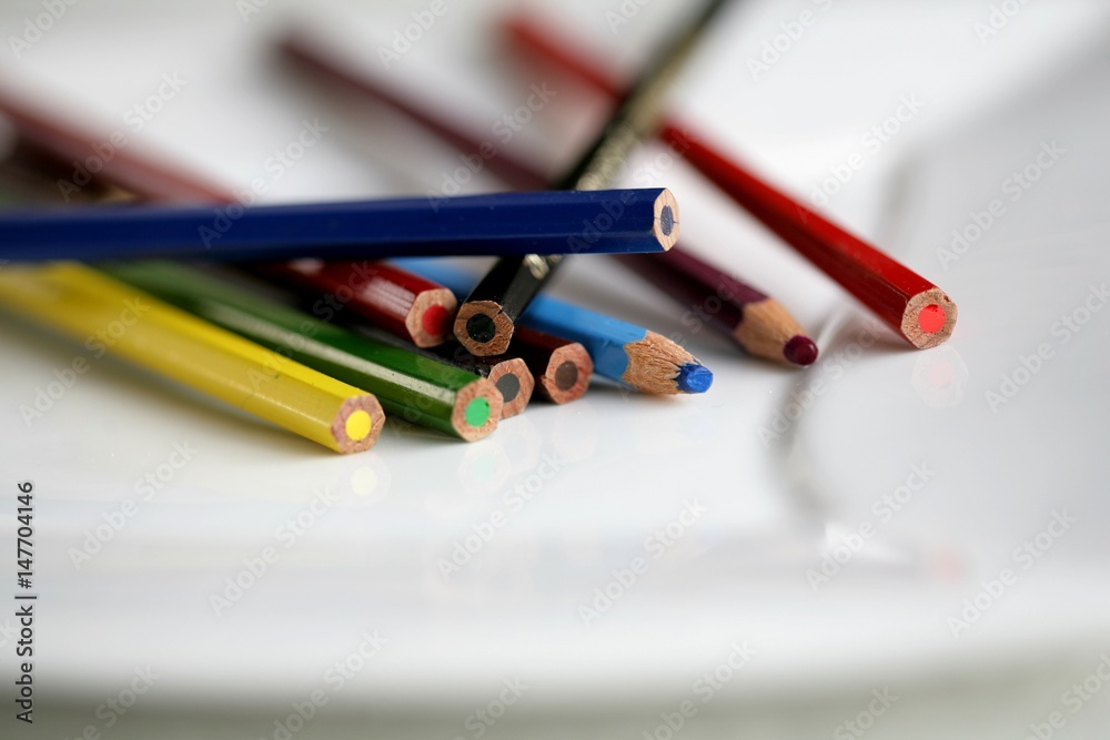 Close up of color pencils; selective focus. Close up of color pencils; selective focus.