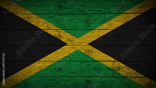 Flag of Jamaica painted on old wood boards