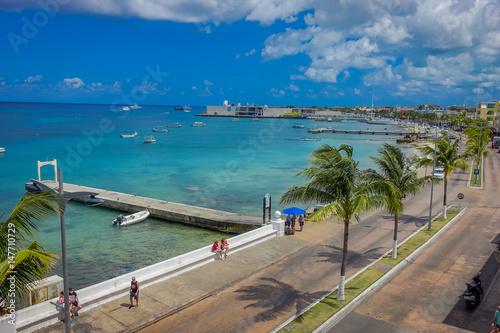 Pier of Cozumel Island, people usually walk around and enjoy the view