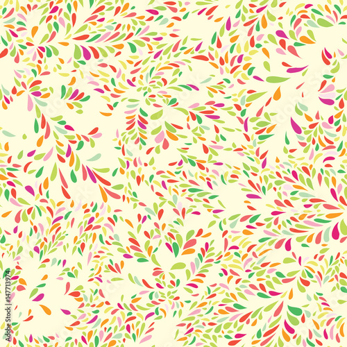 Abstract summer floral spot pattern Leaves seamless texture. Swirl dot background. 