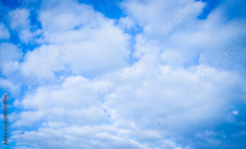 Fototapeta Naklejka Na Ścianę i Meble -  Bright blue sky with beautiful white clouds, background, wallpaper