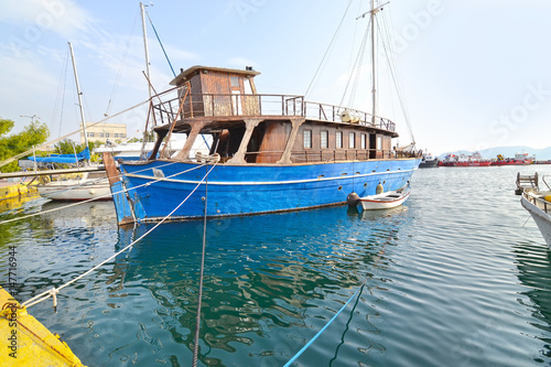 old wooden boat at Eleusis port Greece