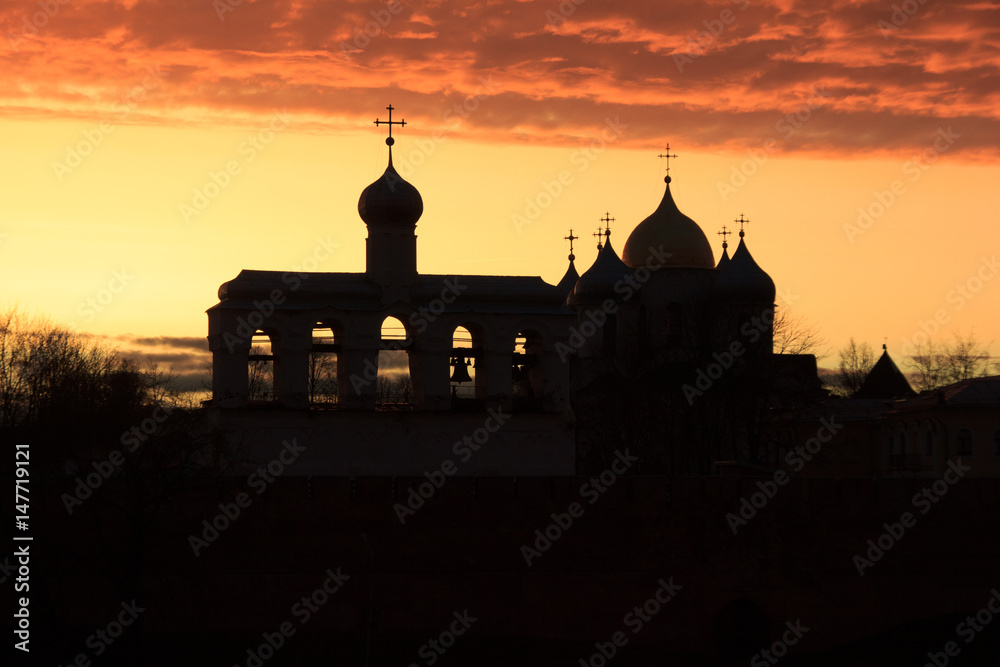 At sunset in Veliky Novgorod. Sophia