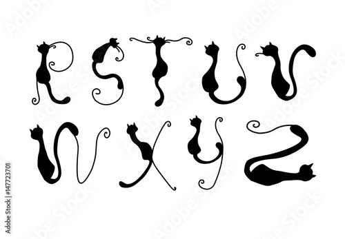 Cat alphabet vector r-z