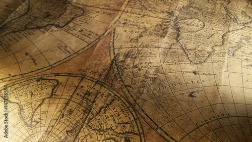 Close up of a vintage old map 
