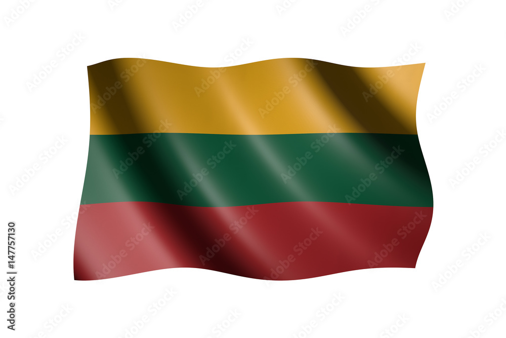 Flag of Lithuania isolated on white, 3d illustration Flag of Lithuania isolated on white, 3d illustration