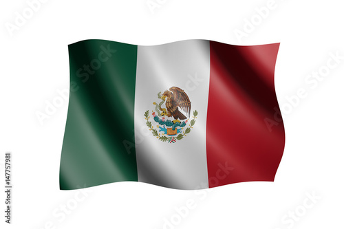 Flag of Mexico isolated on white, 3d illustration
