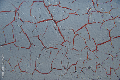 the old blue and red cracked paint background