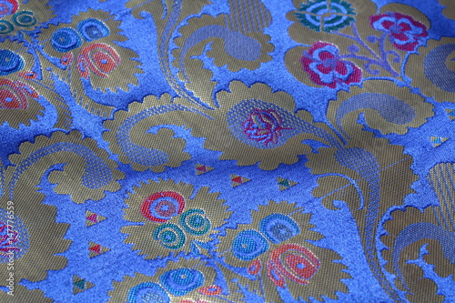 Traditional Chinese Blue Brocade 